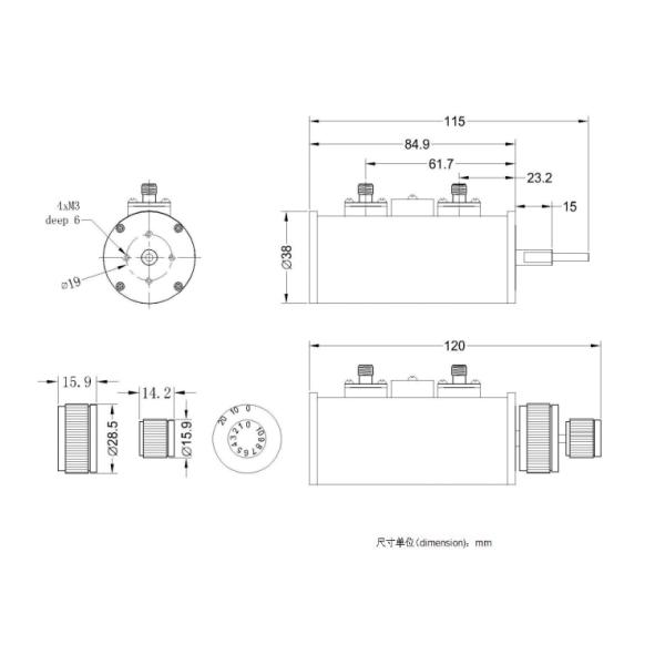 соединитель SMAK-K амортизаторов переменной 2w 50ohm DC-3Ghz 38x120mm