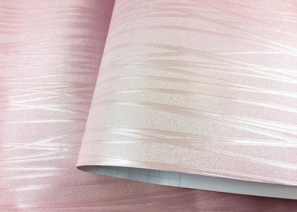 Mould Proof Self Adhesive Textured Wallpaper Pink Customized Size 60cm * 50m