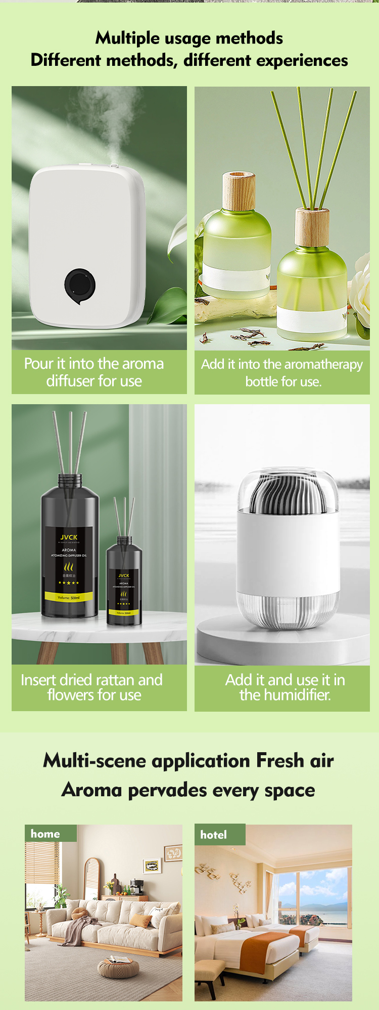 500ml Capacity Portable Aroma Diffuser Essential Oil Diffuser For Household Hotel