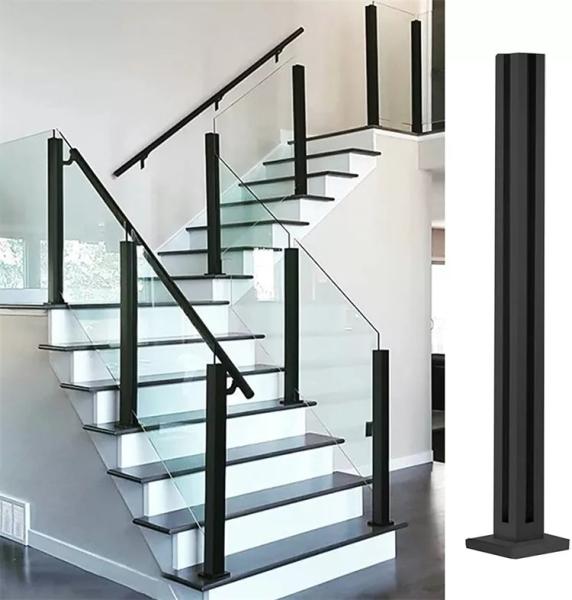 Modern Laminated Glass Balcony Handrails , Glass Balustrade Stainless Steel Post