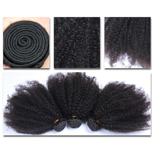 Mongolian Virgin Human Hair Clip In Extensions / Afro Kinky Curly Bundles Frontal