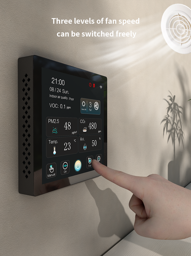 4 Inch Color Touchscreen Smart HVAC Controller With Real Time CO2 PM2.5 VOC Monitoring
