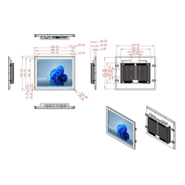 18.5-Inch Durable Windows Screen for Transportation Panels and Equipment Control