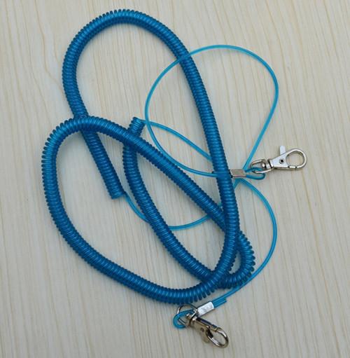 15metre transparent blue plastic spiral coil chain stainless steel wire inside strong coil