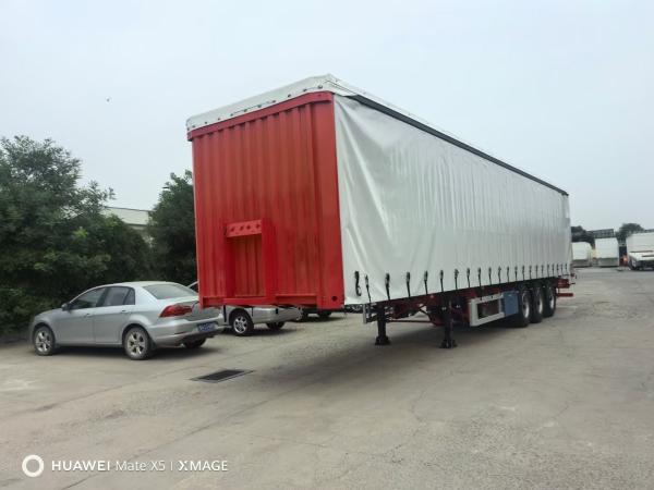 8.5t Grade Tri Axle Drop Side Curtain Van Trailer For Heavy And Large Cargo Transport
