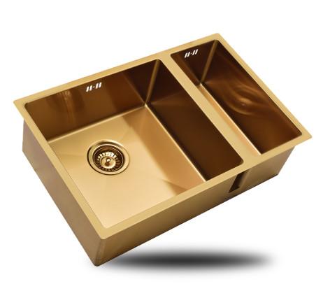Banca da cozinha de aço inoxidável de Undermount do ouro Nano de PVD sem torneira