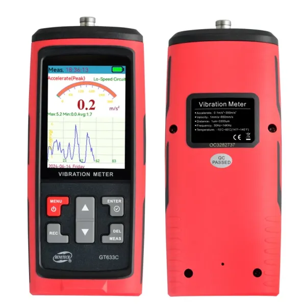 GT633C Vibrometer with 2000mAh Lithium Battery 8MB Storage Space and TFT Large Display Screen Vibration Meter