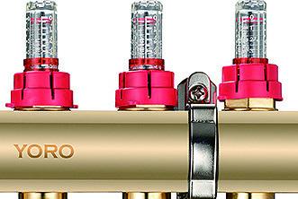 6102 Polished Brass Water Distribution Manifolds Anti-sediment sealing design w/ Supply Flowrate Regulator + Meter Units