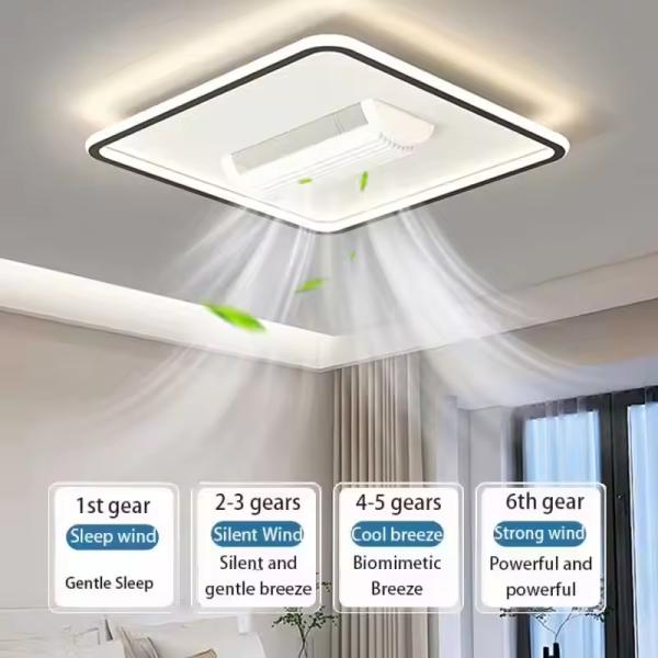 Ventilateur de plafond LED encastré intelligent avec télécommande pour la décoration de luxe moderne d'une chambre ou d'un hôtel