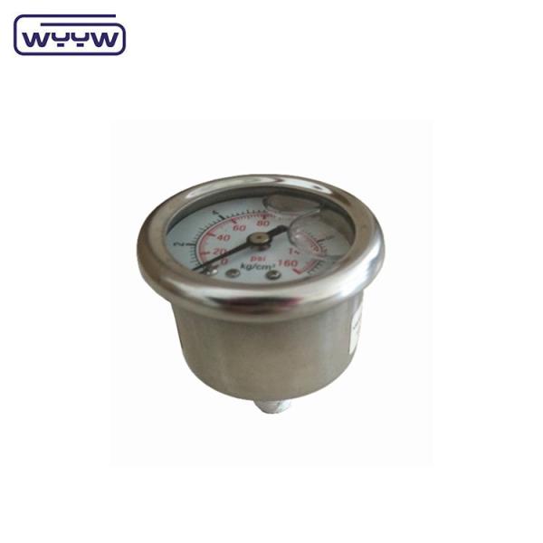 40mm ceneter volta OEM 1/4 bsp npt 1,5 polegadas rosto glicerina preenchido manômetro de pressão