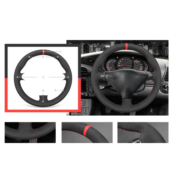 Genuine Leather and Suede Steering Wheel Cover for Porsche 911 Turbo 996 Year 1997-2001
