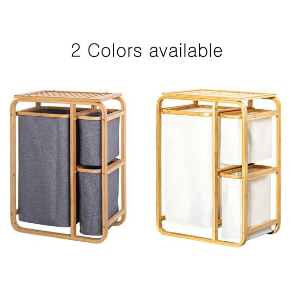 3 Tiers Laundry Basket Shelf Storage Hamper with 3 Separate for Towel Cloth in Bathroom Room