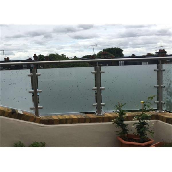 Frosted Tempered Stainless Steel Glass Railing With Satin / Mirror Finish