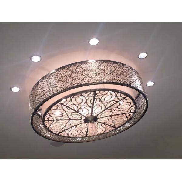 Hôtel personnalisé non standard Restaurant Lustre Bar Hôtel Club Hot Pot chinois KTV Grand tissu Art Chambre privée Box Lumière de style rotin Circulaire Lumière de plafond LED