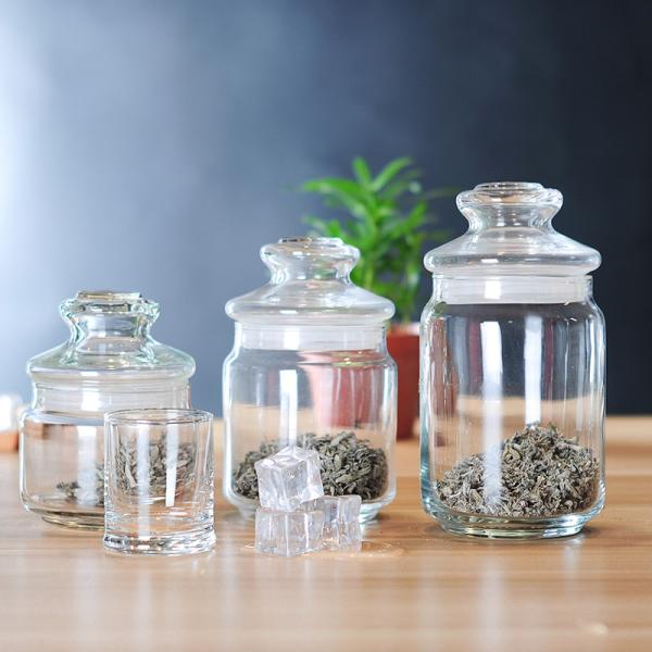 500ml Glass Container With Lid , Glass Food Storage Jars Silicone Ring Sealed