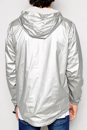 Oem Bulk Mens Reflective Jacket 100% Polyester Shiny Silver Lightweight Windbreaker