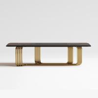Table basse ronde contemporaine avec la brosse Rose Gold Base de verre trempé