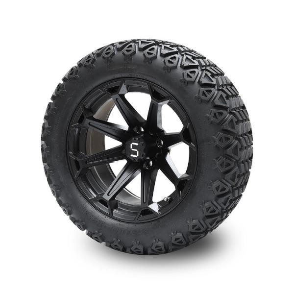 Golf Cart 14'' Matte Black Wheels And 22x10-14 DOT High Profile Tires Including Wheel Nuts and Center Caps