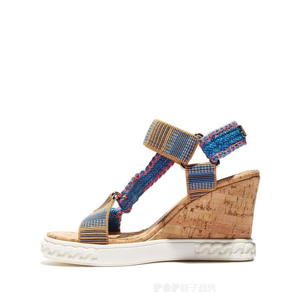 Thick Sole Towering Jute Womens Wedge Heeled Shoes With Colorful Braided Straps