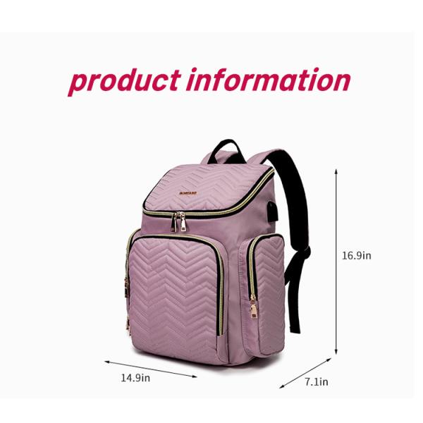 Embroidered Diaper Bag Backpack With USB