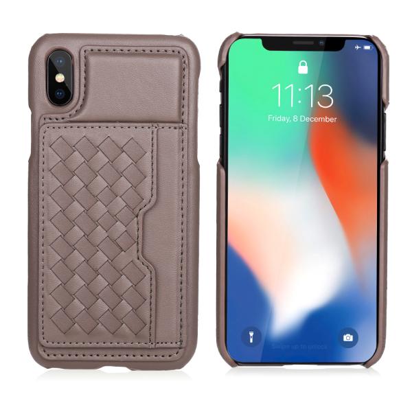 Fashion Hand Knitted Weave Design Flip Cover  PU Leather Card Slot Phone Case For iPhone X