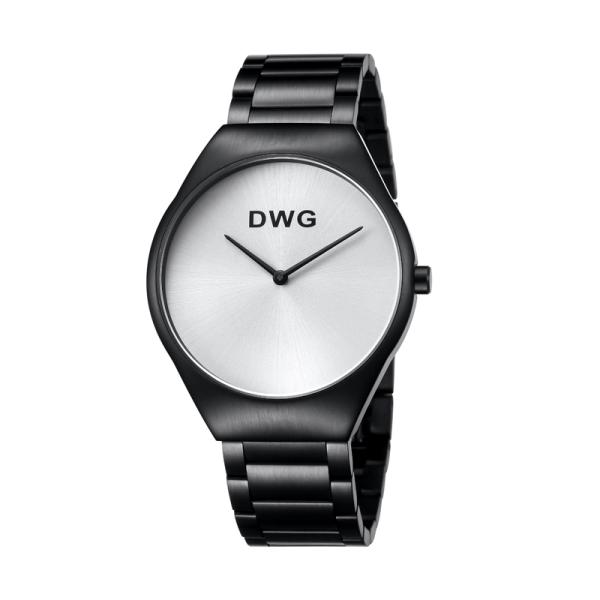 Черные тонкие наручные часы аналога кварца нержавеющей стали водостойкие