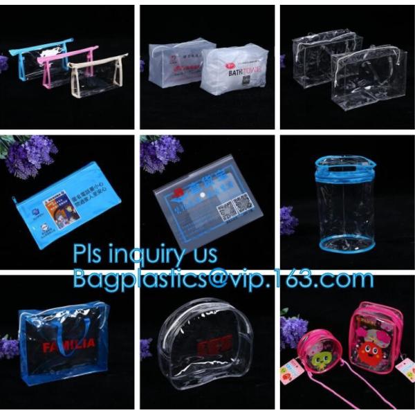MultiColor Plastic Slider Zipper Bags, logo printing pvc small zip transparent bag, Standup Cosmetic PVC Bag With Slider
