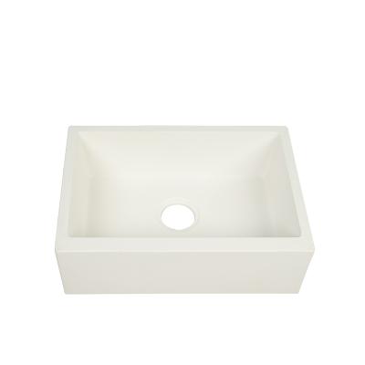 3-1/2'' Matte White Farmhouse Sink  80% Quartz Crystals Single Basin Sink