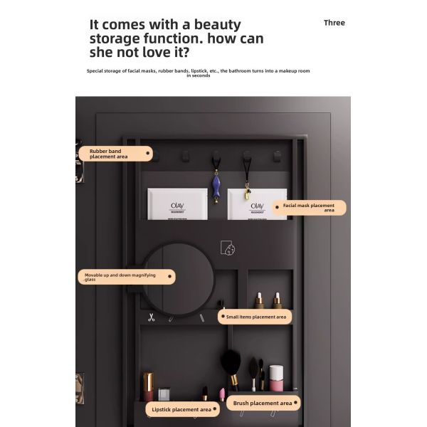 Smart Modern Medicine Bathroom LED Mirror Cabinet Water Resistant Illuminated Storage Organizer Aluminum Frame for Hotel Villa