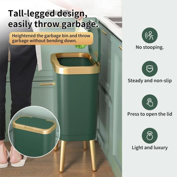 European Style Indoor Trash Can Long Legged Morandi Color Rectangular Trash Can