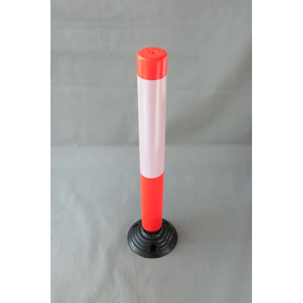 Delineators Barriers 100cm Tubular Black Base Traffic Delineator Warning Road Barrier Warning Post for Car parking place and construction