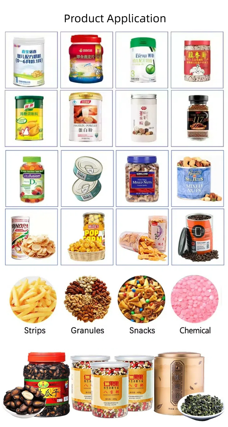 Automatic Food Granule Filling Machine Production Line for Nuts Peanuts Candies Popcorn Milk Candies with Glass Packaging