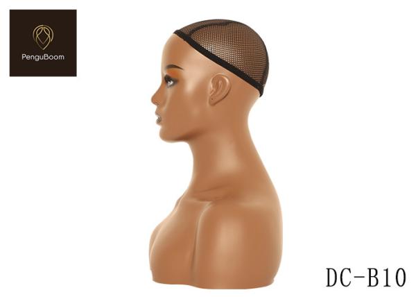 H16.5'' Hat Display Mannequin Head , Pvc Black Female Mannequin Head 