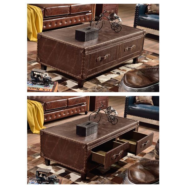 Nidea #8629 Higher Quality Vintage Retro Leather Trunk Cabinet  Coffee Table Lounge Pub Club Studio Furniture Multifunction