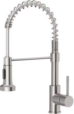 Low Lead Modern Sink Faucet Commercial Brass Single Handle Pull Down Sprayer Spring
