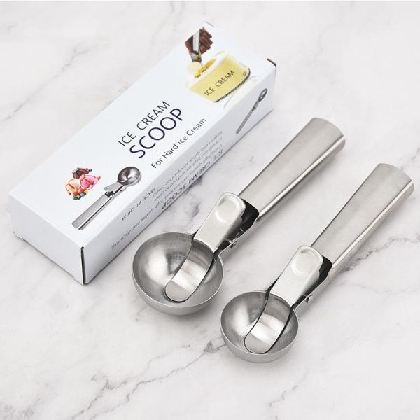 Kitchen Tools Stainless Steel Ice Cream Scoop with Easy Trigger Custom Logo and 4.8*18cm