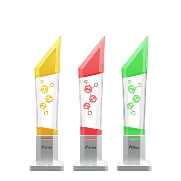 OUJVAN Q7 Patent Single Layer Tricolor LED Warning Tower Light, 90° Foldable Base, >95dB Buzzer IP54 DC24V, Custom Logo Aluminum Indicator Lamp For CNC, SMT, Engraving, Mining Automation Equipment