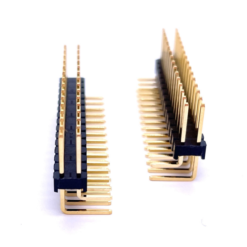 Brass Contact IP68 40-pin 2.0 mm Pitch Dual Row Plastic PCB Right Angle Pin Header