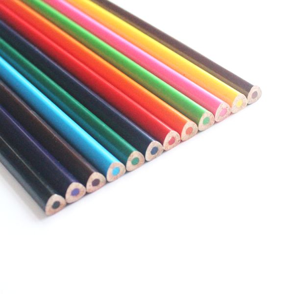 Hot sale factory price custom logo wooden round shape colour pencil set