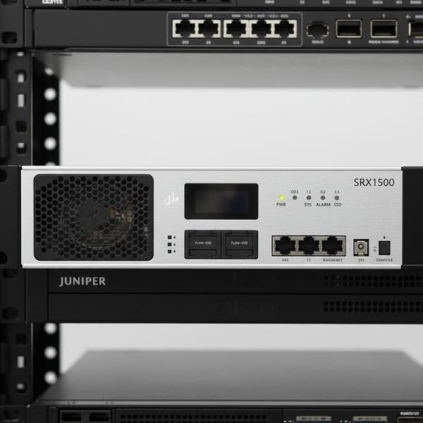 Juniper SRX1500 AC Firewall with 9.2Gbps Throughput, Dual Flash-SSD Storage, and 1U Rack-Mount Design for Enterprise Security