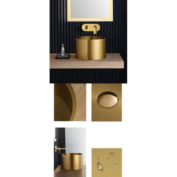 Stainless Steel 304 Stainless Vessel Sinks , Gold Bathroom Sink Bowl For Cabinet Lavatory