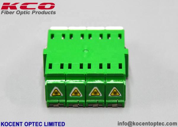 Quad LC APC Shutter Fiber Optic Adapter Singlemode Mid Coupler Plastic Material