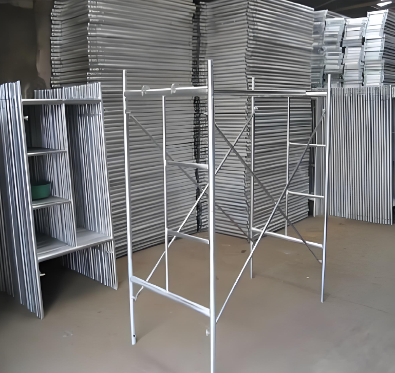 Building Construction Galvanized H Frame Ladder Scaffold Set With Cross Brace