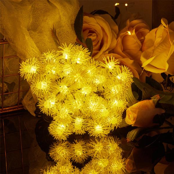 10000 Hours Working Time 5M Battery Operated Plush Ball Lights with Colorful Design