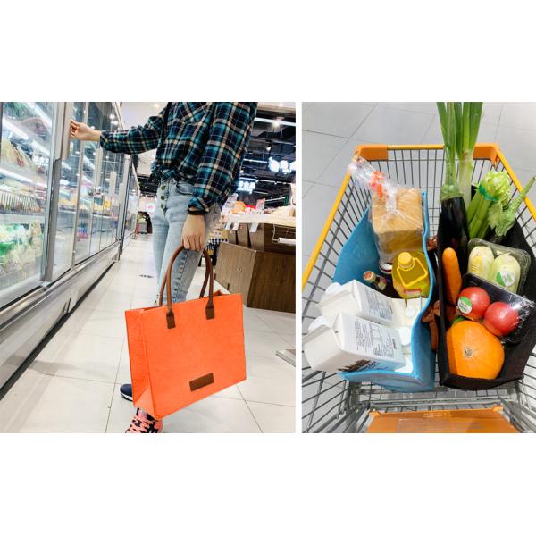 Grocery Bags Reusable Eco Shopping Bags Large Made By Felt Fabric Produce Bags Stylish Travel Tote Bag Gray