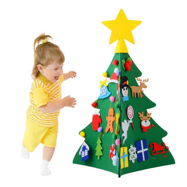 Custom Logo Christmas Tree Craft , 3D DIY Felt Christmas Ornament Crafts For Kids