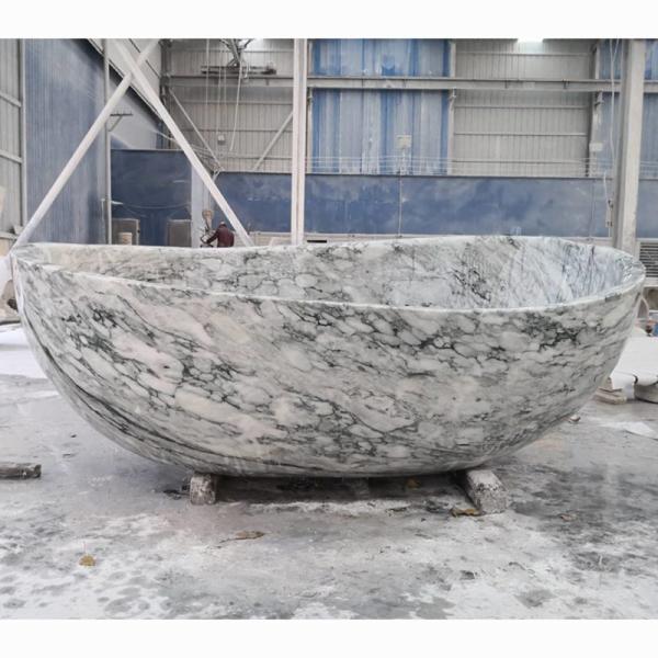 Custom European Style Large Freestanding Green Marble Natural Stone Bathtub for sale