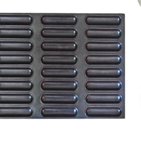 1.5mm Nonstick Hot Dog Bun Baking Tray Black Aluminum Bun Pan