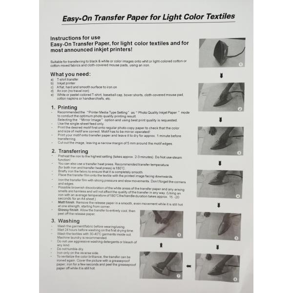 Бумага передачи тепла A4 140gsm струйная для одежды