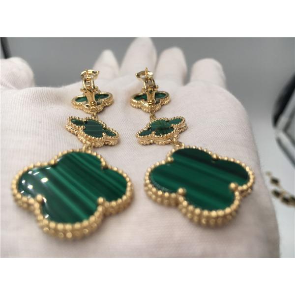 18K Gold Luxury jewe factory earrings 3 motifs malachite 18K yellow gold jewelry